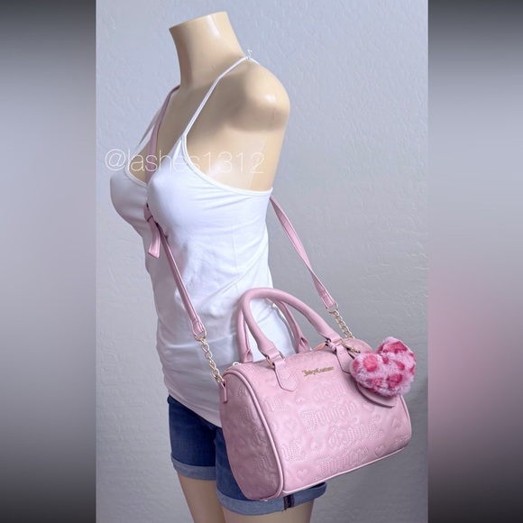 JUICY COUTURE Bag Fame Satchel - Blush Pink Quilted Logo - Picture 7 of 7